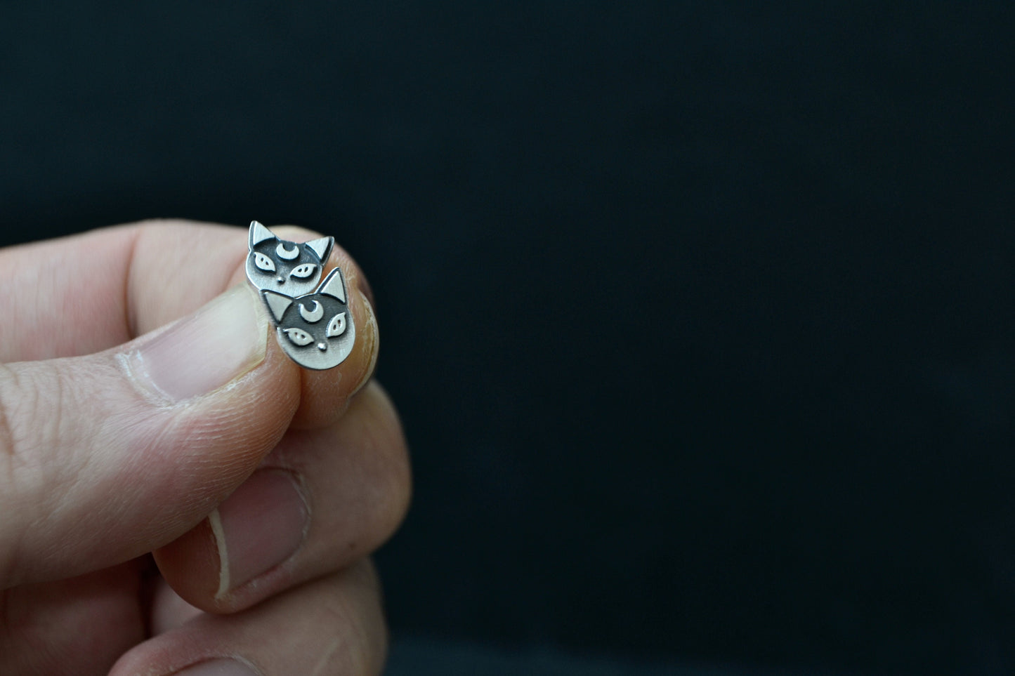 Sabrina Salem Cat Earrings The Teenage Witch Black Cat Crescent Moon Witchcraft Gothic Jewelry