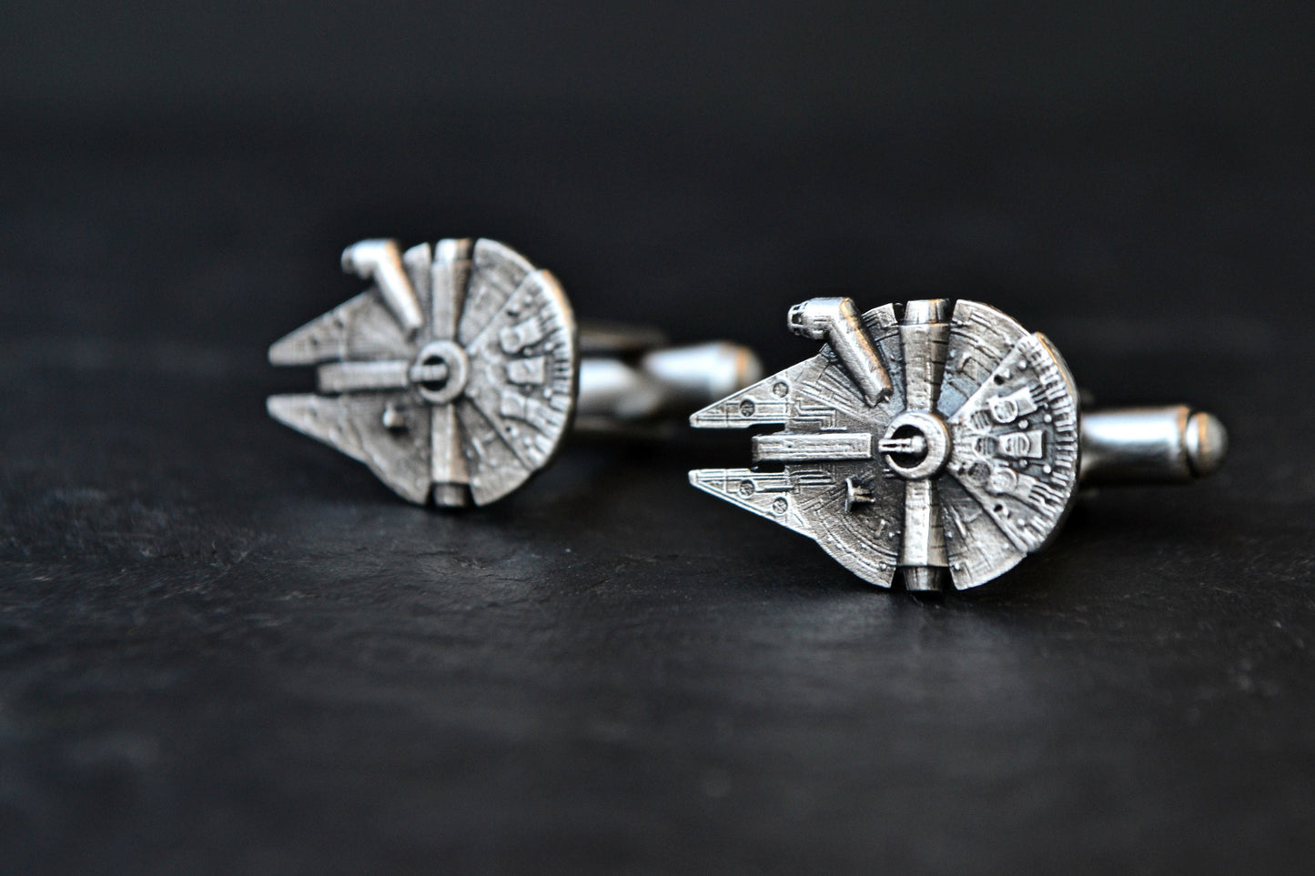 Star Wars Silver Cufflinks, Millennium Falcon Cufflinks, Geek Wedding Groom Star Wars Cosplay Cufflinks