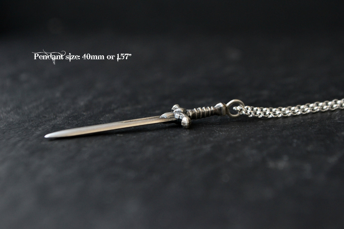 Sword Dagger Necklace, Unisex Men Silver Sword Pendant, Protection Weapon Jewelry, Gothic Medieval Vampire Sword Jewelry