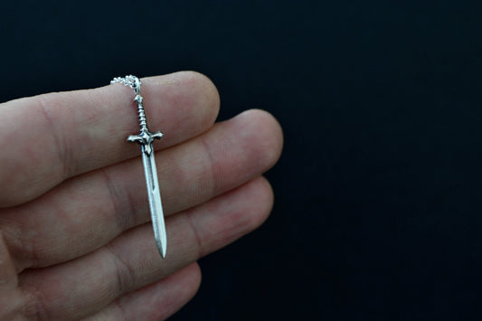 Sword Dagger Necklace, Unisex Men Silver Sword Pendant, Protection Weapon Jewelry, Gothic Medieval Vampire Sword Jewelry