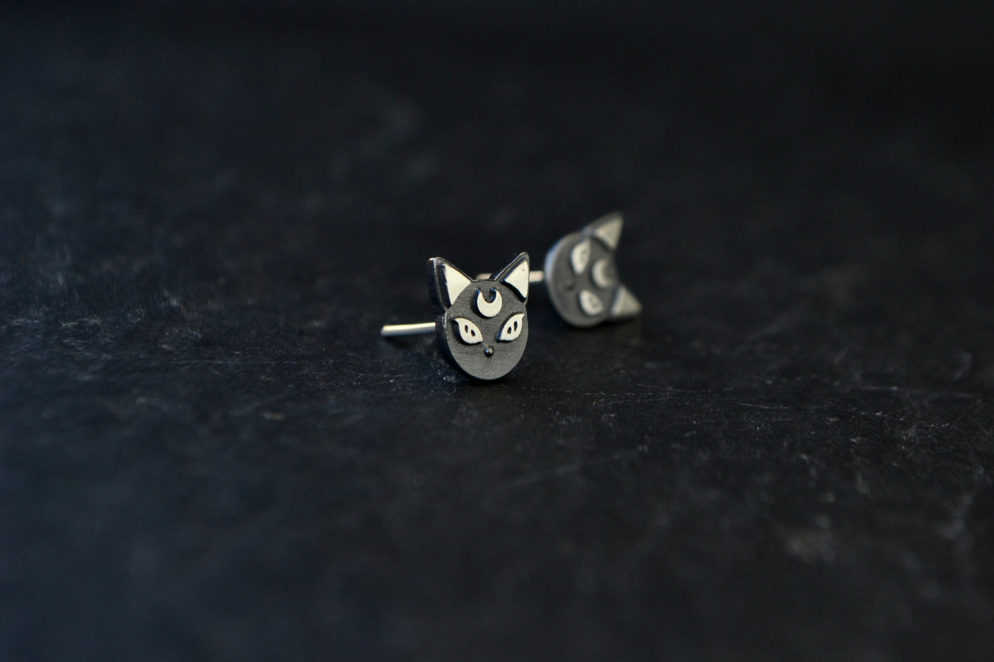 Sabrina Salem Cat Earrings The Teenage Witch Black Cat Crescent Moon Witchcraft Gothic Jewelry