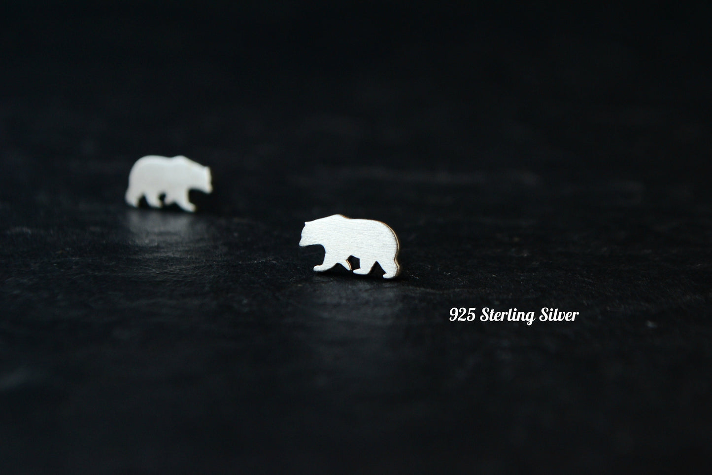 Bear Earrings Dainty Animal Mama Bear Earrings Forest Wildlife Jewelry Silver Grizzly Bear