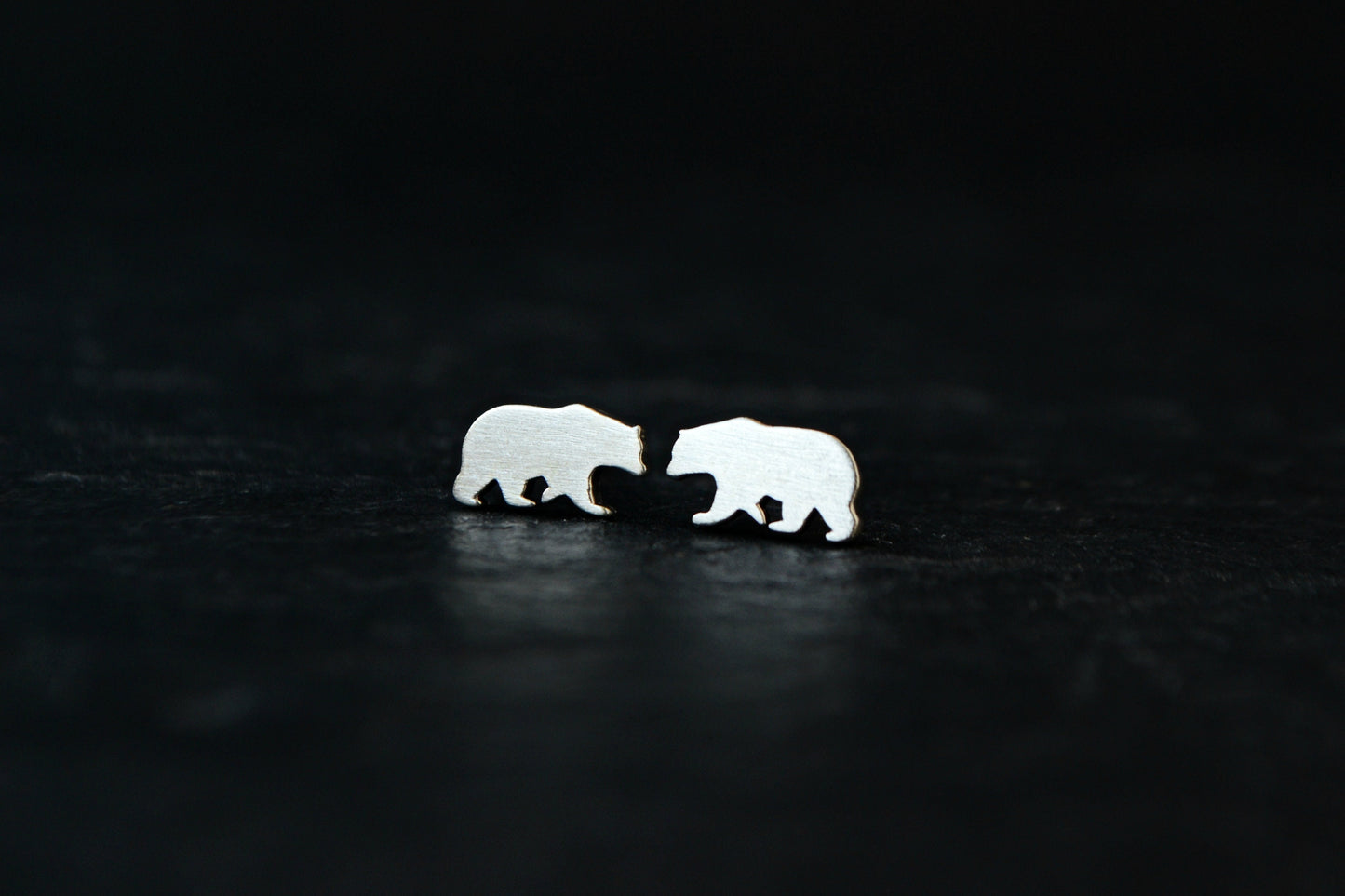 Bear Earrings Dainty Animal Mama Bear Earrings Forest Wildlife Jewelry Silver Grizzly Bear