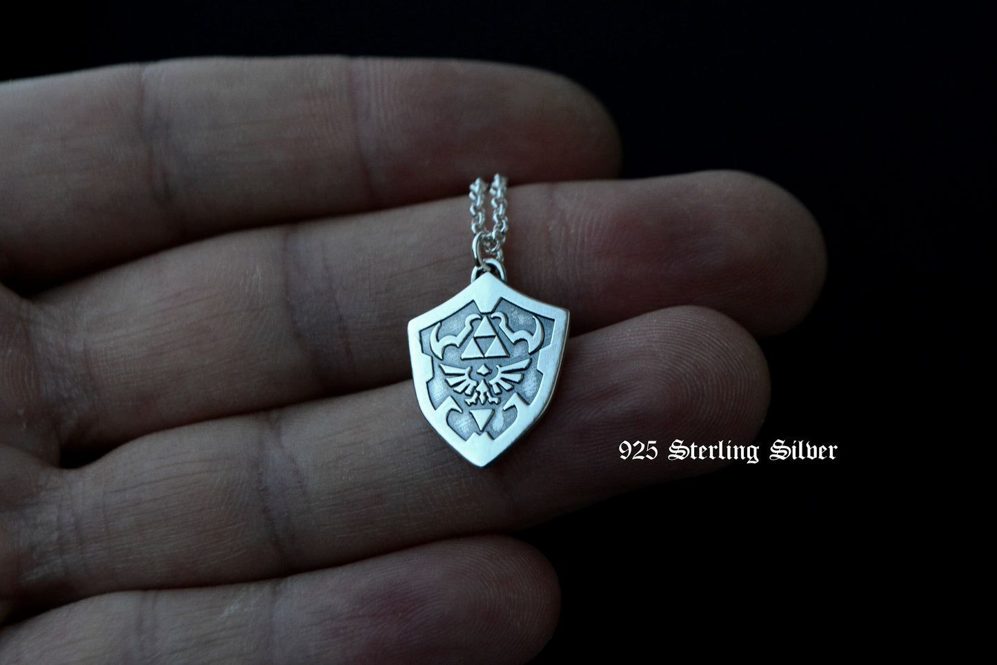 Legend of Zelda Hylian Shield Necklace 925 Sterling Silver Zelda Geek Nerd Jewelry Gamer Gift