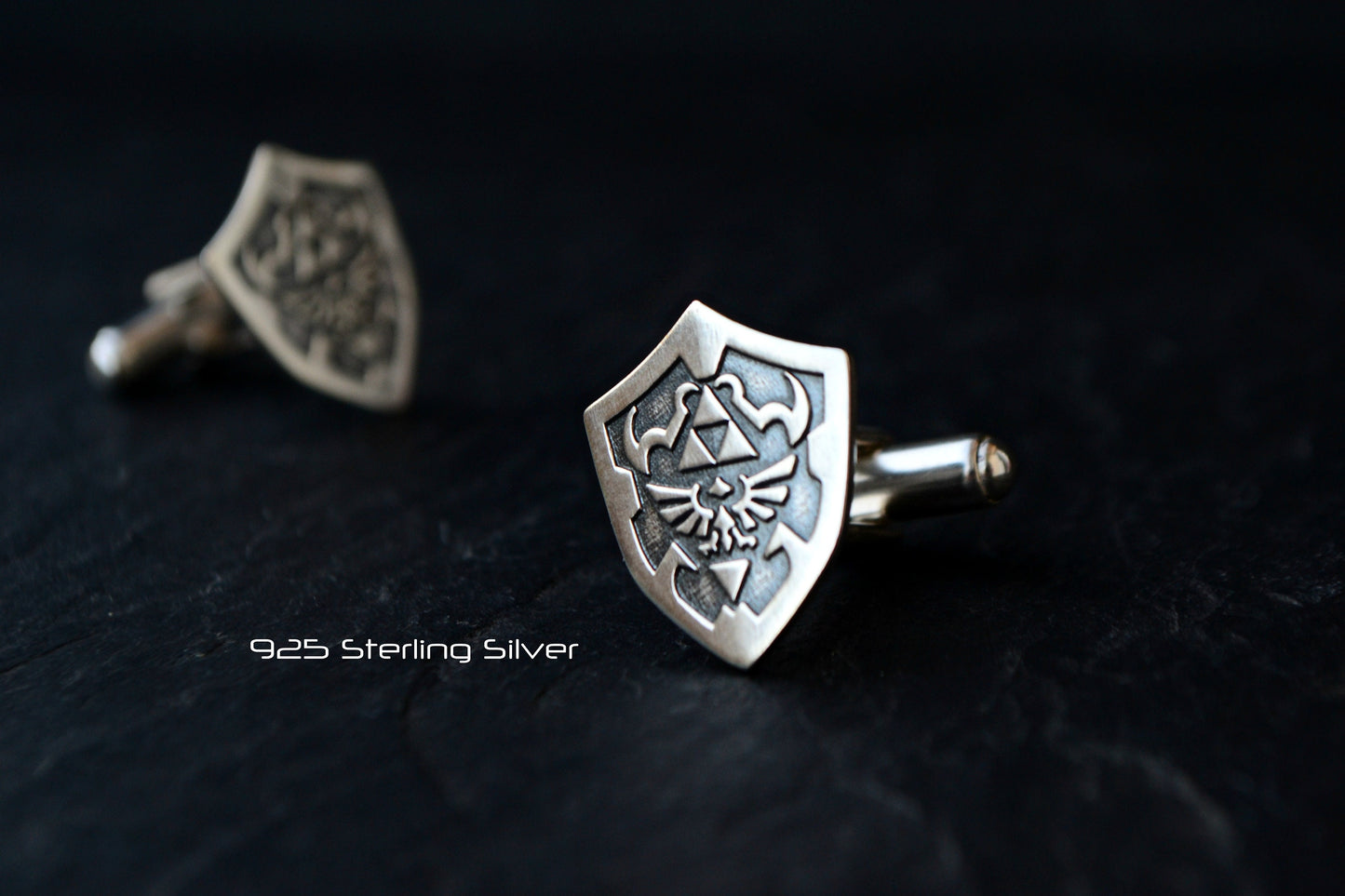 Legend of Zelda Hylian Shield Cufflinks Sterling Silver Zelda Geek Nerd Cufflinks Gamer Gift