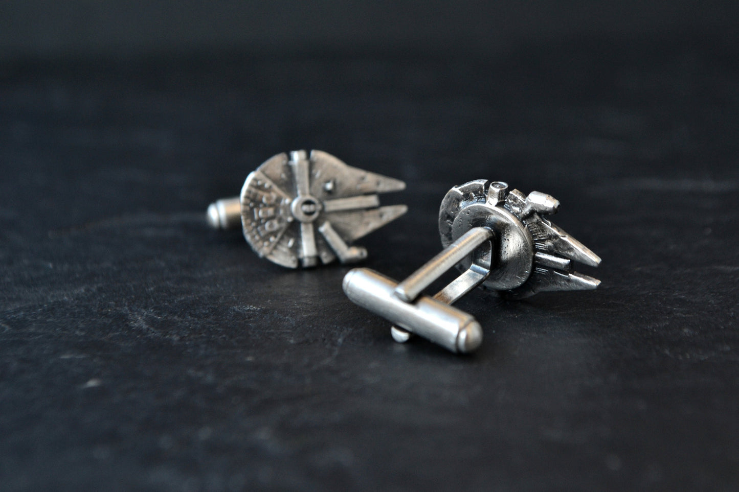 Star Wars Silver Cufflinks, Millennium Falcon Cufflinks, Geek Wedding Groom Star Wars Cosplay Cufflinks