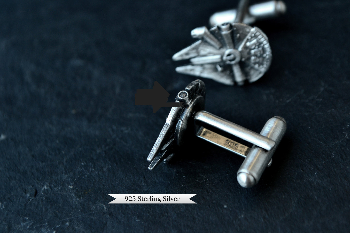 Star Wars Silver Cufflinks, Millennium Falcon Cufflinks, Geek Wedding Groom Star Wars Cosplay Cufflinks