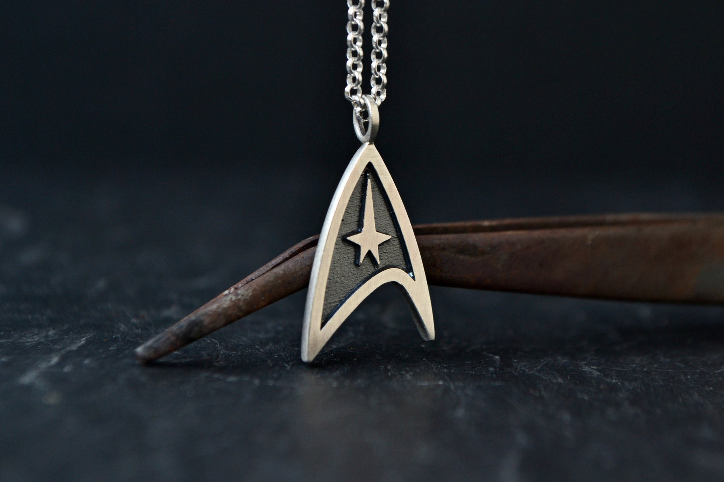 Command Necklace Jewelry 925 Sterling Silver Geek Men Space Trekkie Cosplay Jewelry Gift