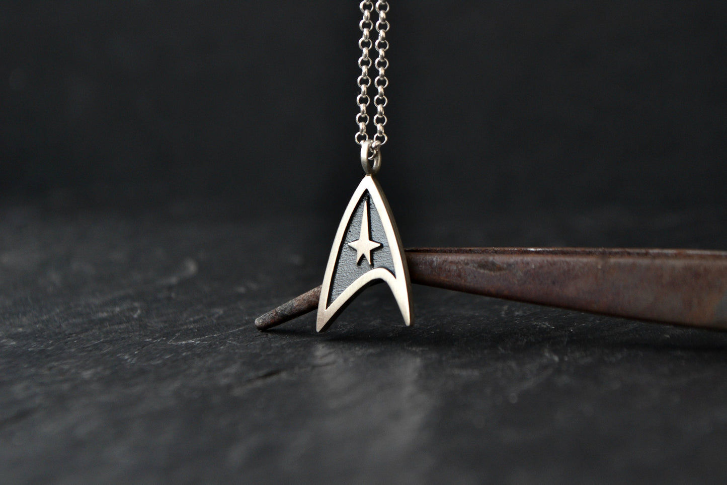 Command Necklace Jewelry 925 Sterling Silver Geek Men Space Trekkie Cosplay Jewelry Gift