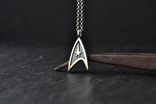 Command Necklace Jewelry 925 Sterling Silver Geek Men Space Trekkie Cosplay Jewelry Gift