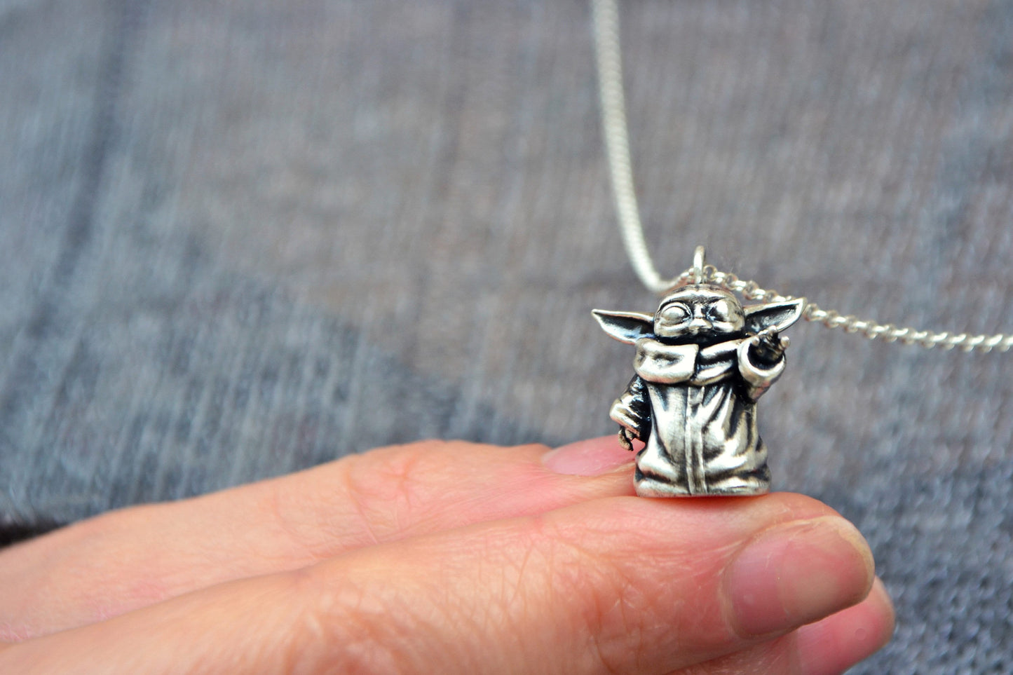 Star Wars Yoda Necklace Jewelry, 925 Sterling Silver Master Yoda Baby The Child Necklace