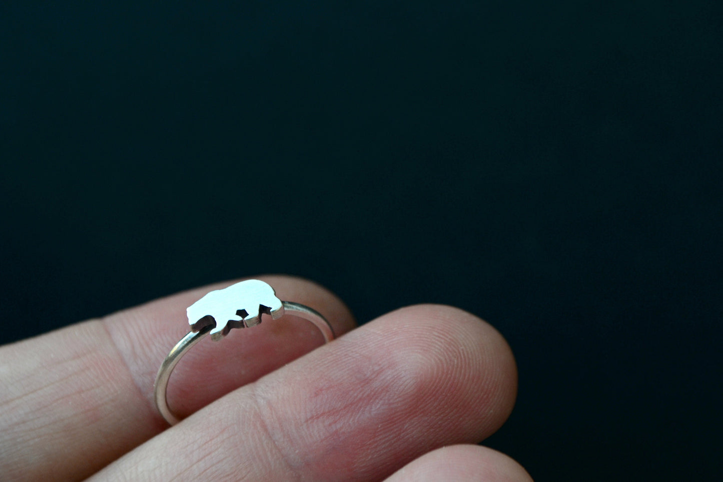 Bear Dainty Ring 925 Sterling Silver Animal Mama Bear Ring Forest Wildlife Jewelry Silver Grizzly Bear