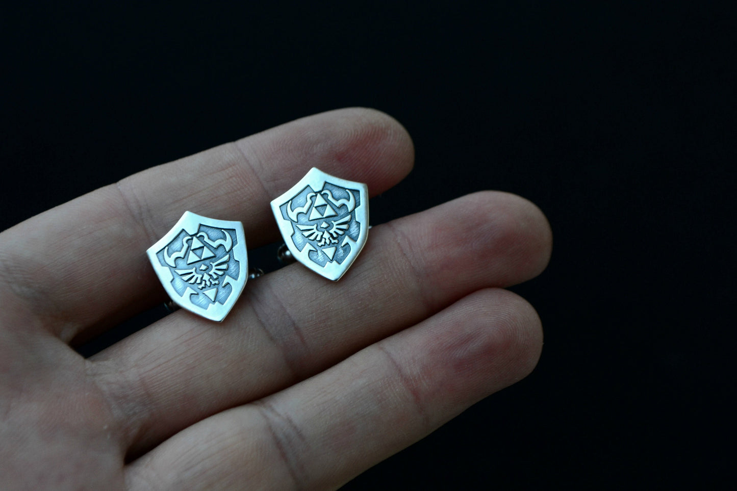 Legend of Zelda Hylian Shield Cufflinks Sterling Silver Zelda Geek Nerd Cufflinks Gamer Gift