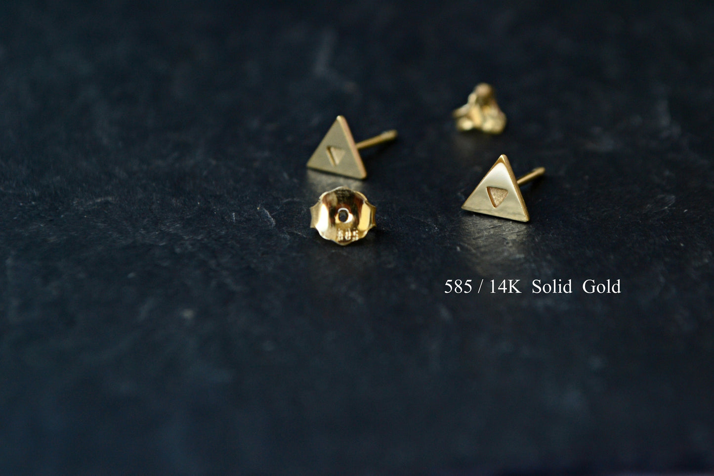 Legend of Zelda Earrings 14K Gold Zelda Triforce Jewelry Triangle Zelda Geek Nerd Solid Gold Earrings