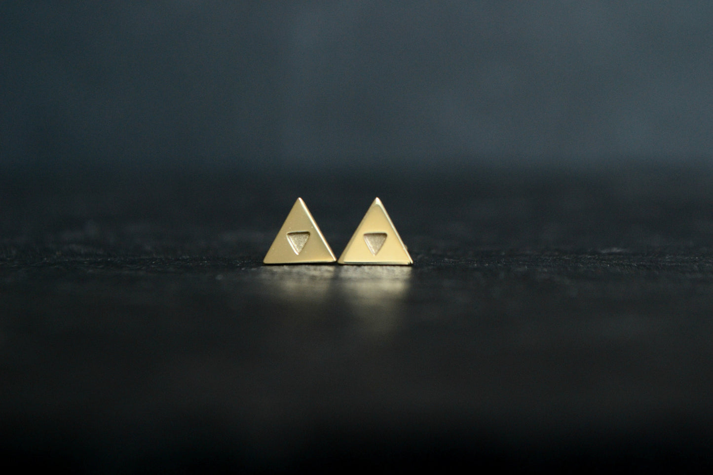 Legend of Zelda Earrings 14K Gold Zelda Triforce Jewelry Triangle Zelda Geek Nerd Solid Gold Earrings