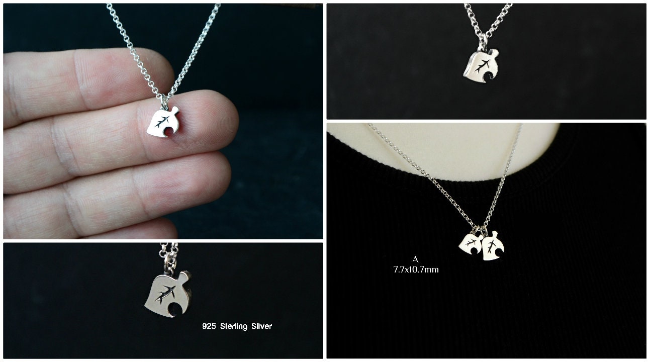 Animal Crossing Jewelry New Horizons Leaf Tiny Farmer Necklace Geek Gamer 925 Sterling Silver