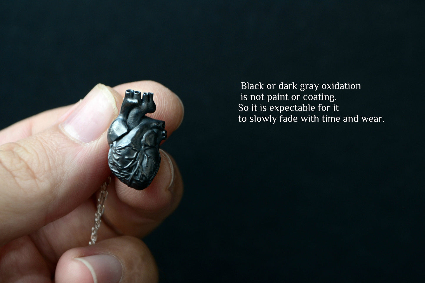 Anatomical Heart Necklace Black Gray Gothic Heart Jewelry Medical Science Anatomy Jewelry Nurse Doctor Gift