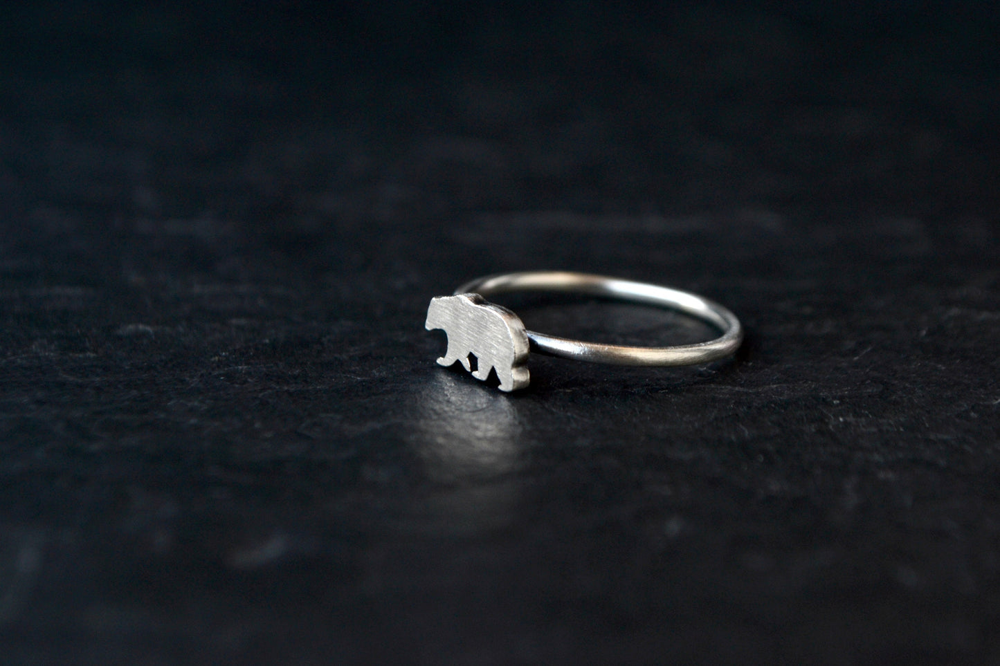 Bear Dainty Ring 925 Sterling Silver Animal Mama Bear Ring Forest Wildlife Jewelry Silver Grizzly Bear