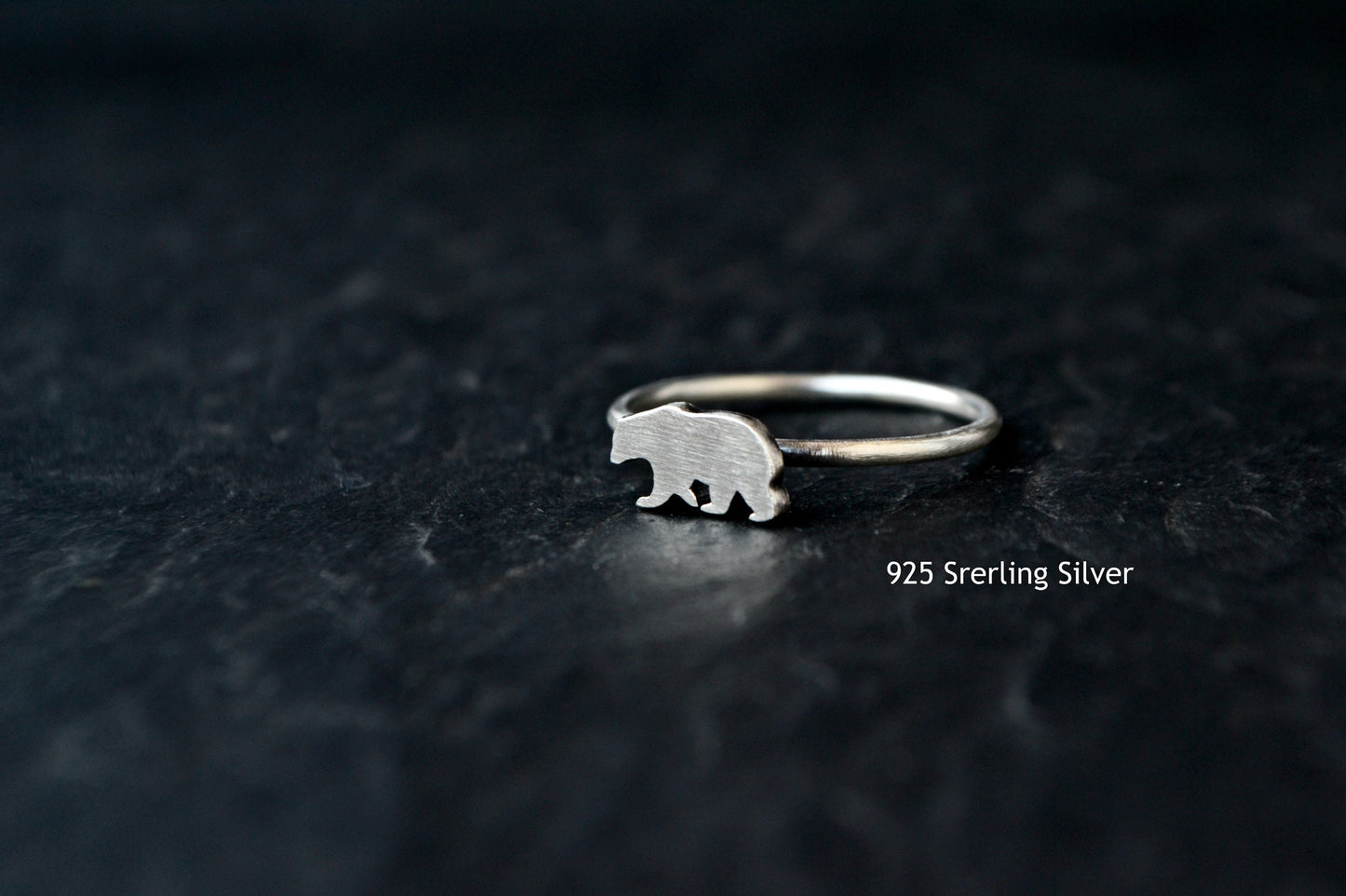 Bear Dainty Ring 925 Sterling Silver Animal Mama Bear Ring Forest Wildlife Jewelry Silver Grizzly Bear