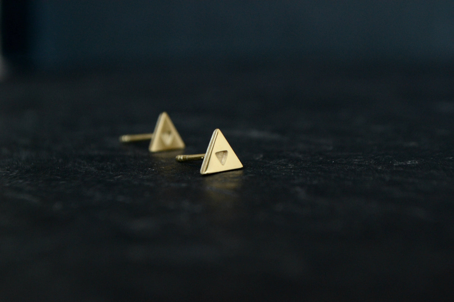 Legend of Zelda Earrings 14K Gold Zelda Triforce Jewelry Triangle Zelda Geek Nerd Solid Gold Earrings