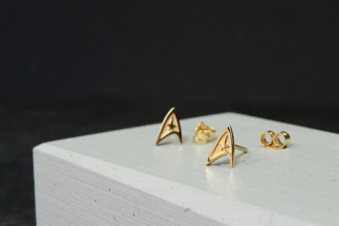 Command Earrings 14K Solid Gold Trekkie Starfleet Jewelry Geek Cosplay Solid Gold Gift