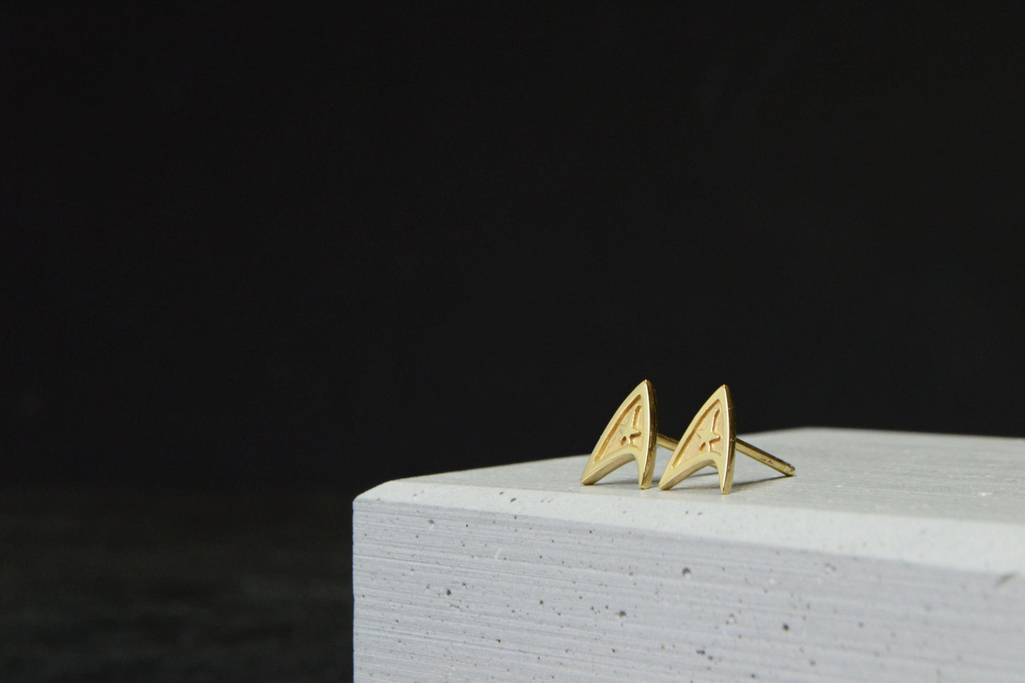 Command Earrings 14K Solid Gold Trekkie Starfleet Jewelry Geek Cosplay Solid Gold Gift