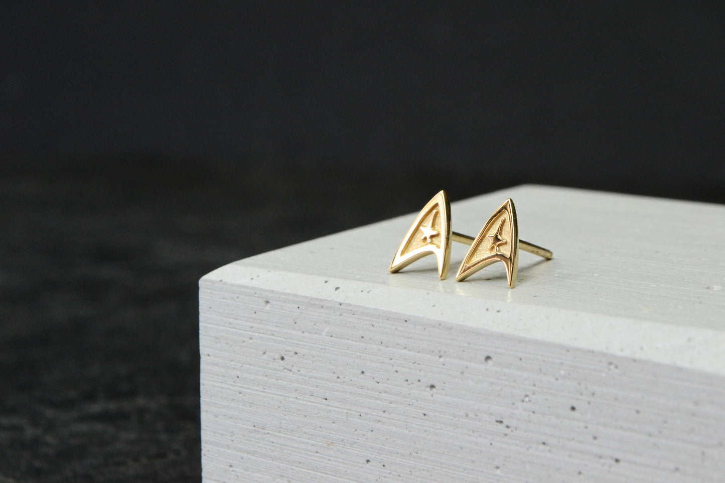 Command Earrings 14K Solid Gold Trekkie Starfleet Jewelry Geek Cosplay Solid Gold Gift