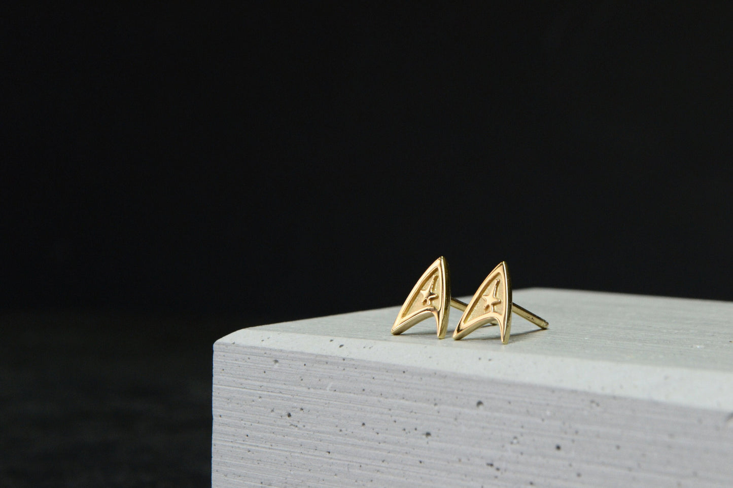 Command Earrings 14K Solid Gold Trekkie Starfleet Jewelry Geek Cosplay Solid Gold Gift