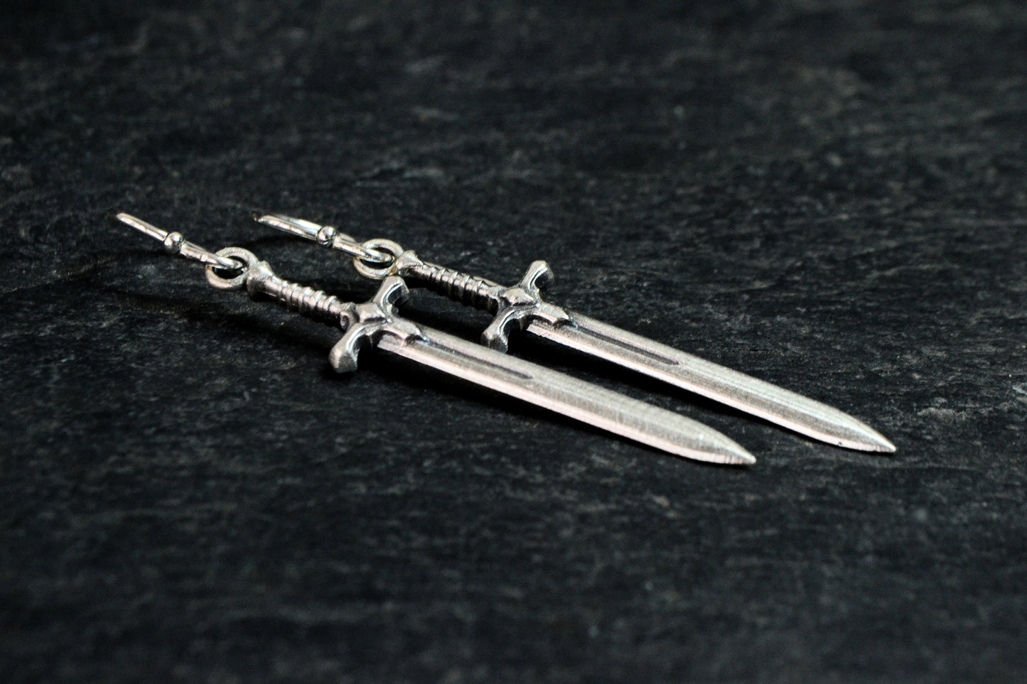 Sword Dagger Dangle Earrings, Gothic Vampire Medieval Sword Jewelry, Unisex 925 Silver Protection Sword Jewelry