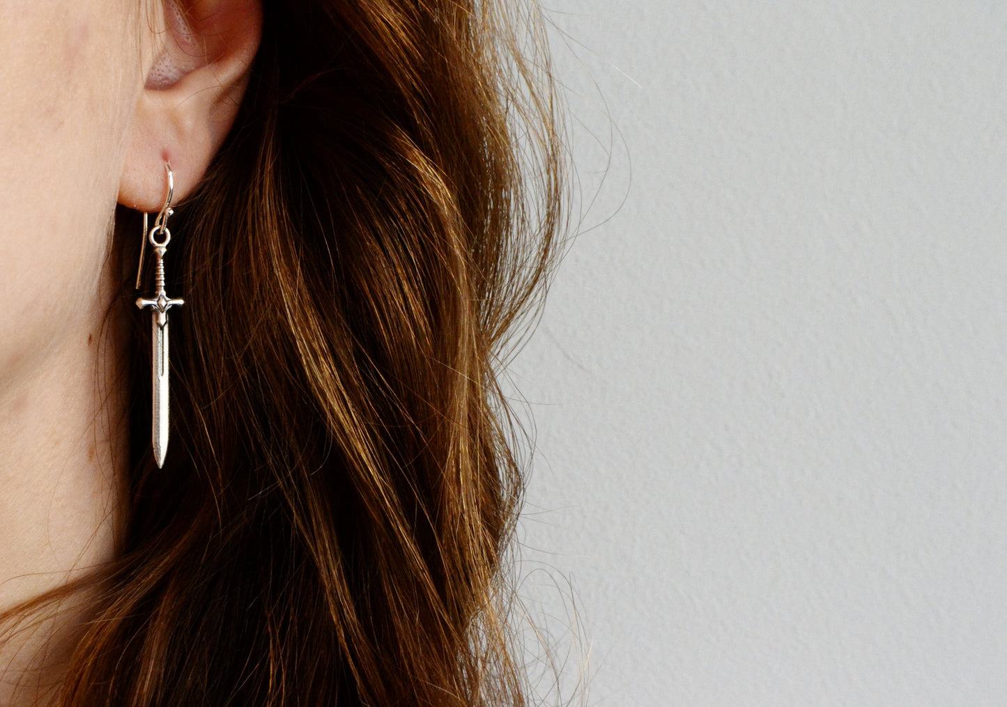 Sword Dagger Dangle Earrings, Gothic Vampire Medieval Sword Jewelry, Unisex 925 Silver Protection Sword Jewelry