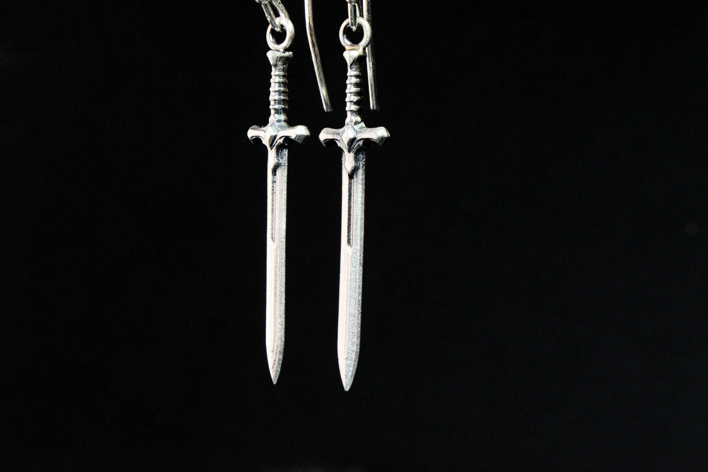 Sword Dagger Dangle Earrings, Gothic Vampire Medieval Sword Jewelry, Unisex 925 Silver Protection Sword Jewelry