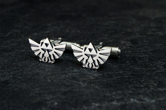 Legend of Zelda Cufflinks Zelda Triforce Hyrule Crest Cufflinks 925 Sterling Silver Zelda Gamer Gift