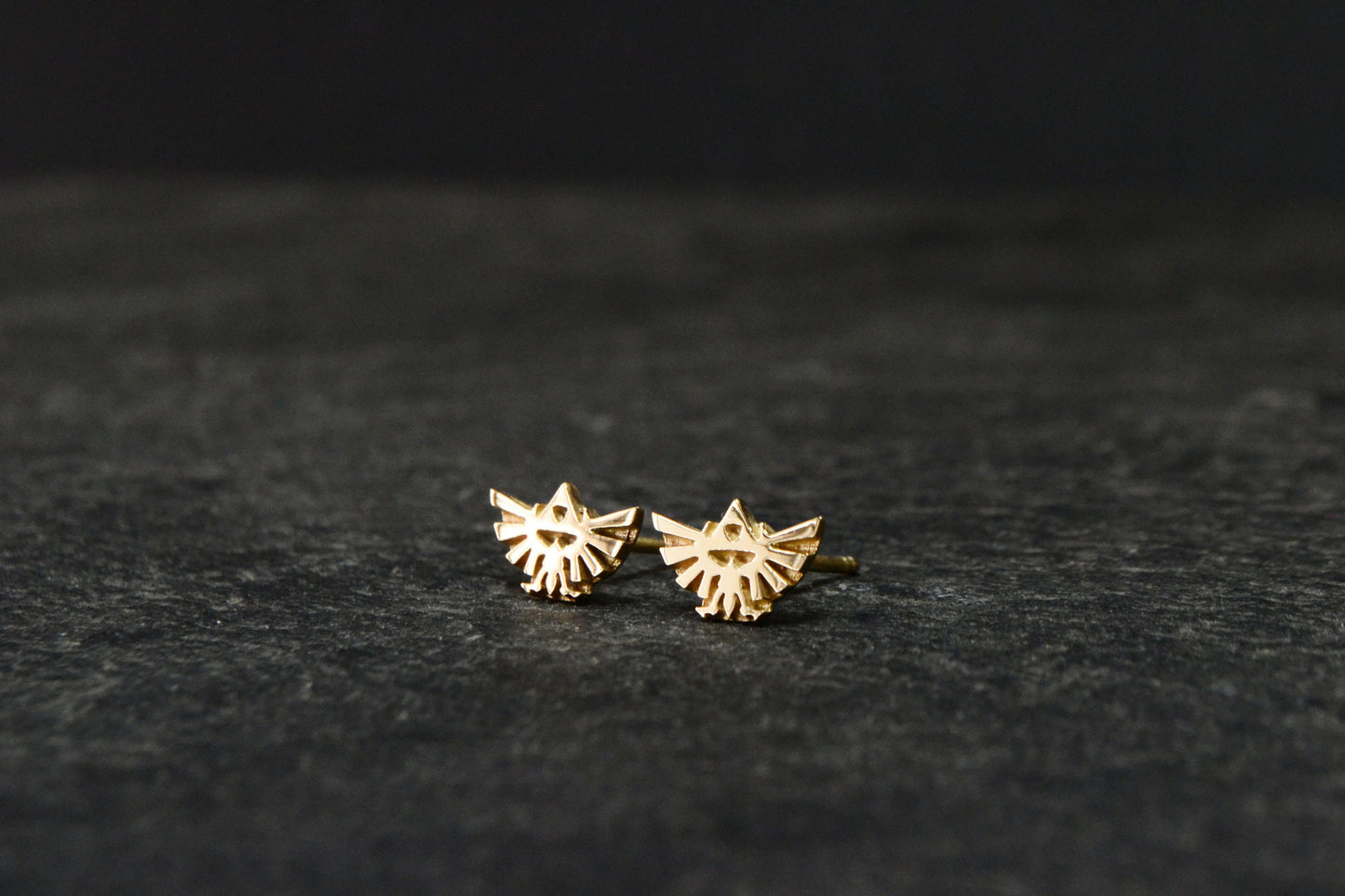 Legend of Zelda Earrings 14K Solid Gold Zelda Hyrule Crest Triforce Jewelry Zelda Geek Nerd Cosplay Gift