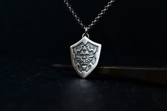 Legend of Zelda Hylian Shield Necklace 925 Sterling Silver Zelda Geek Nerd Jewelry Gamer Gift