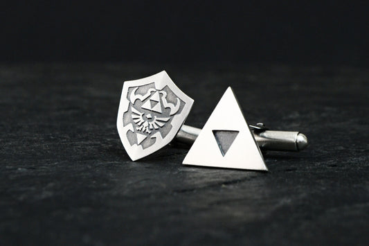 Legend of Zelda Cufflinks Hylian Shield Triforce Cufflinks 925 Sterling Silver Zelda Geek Nerd Gamer Gift