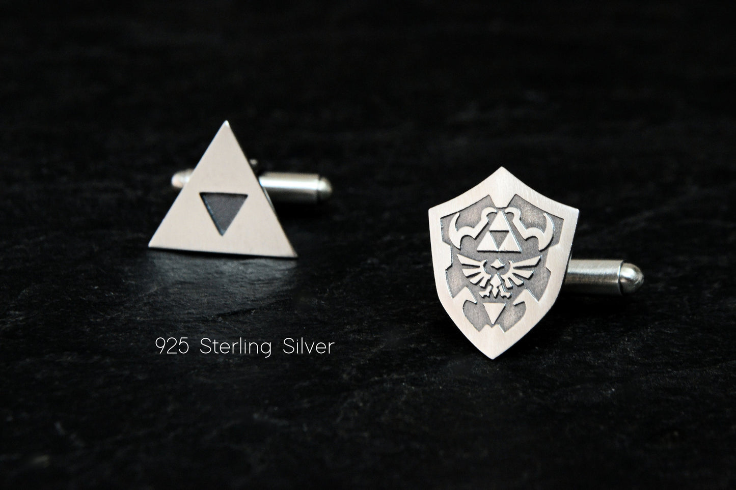 Legend of Zelda Cufflinks Hylian Shield Triforce Cufflinks 925 Sterling Silver Zelda Geek Nerd Gamer Gift