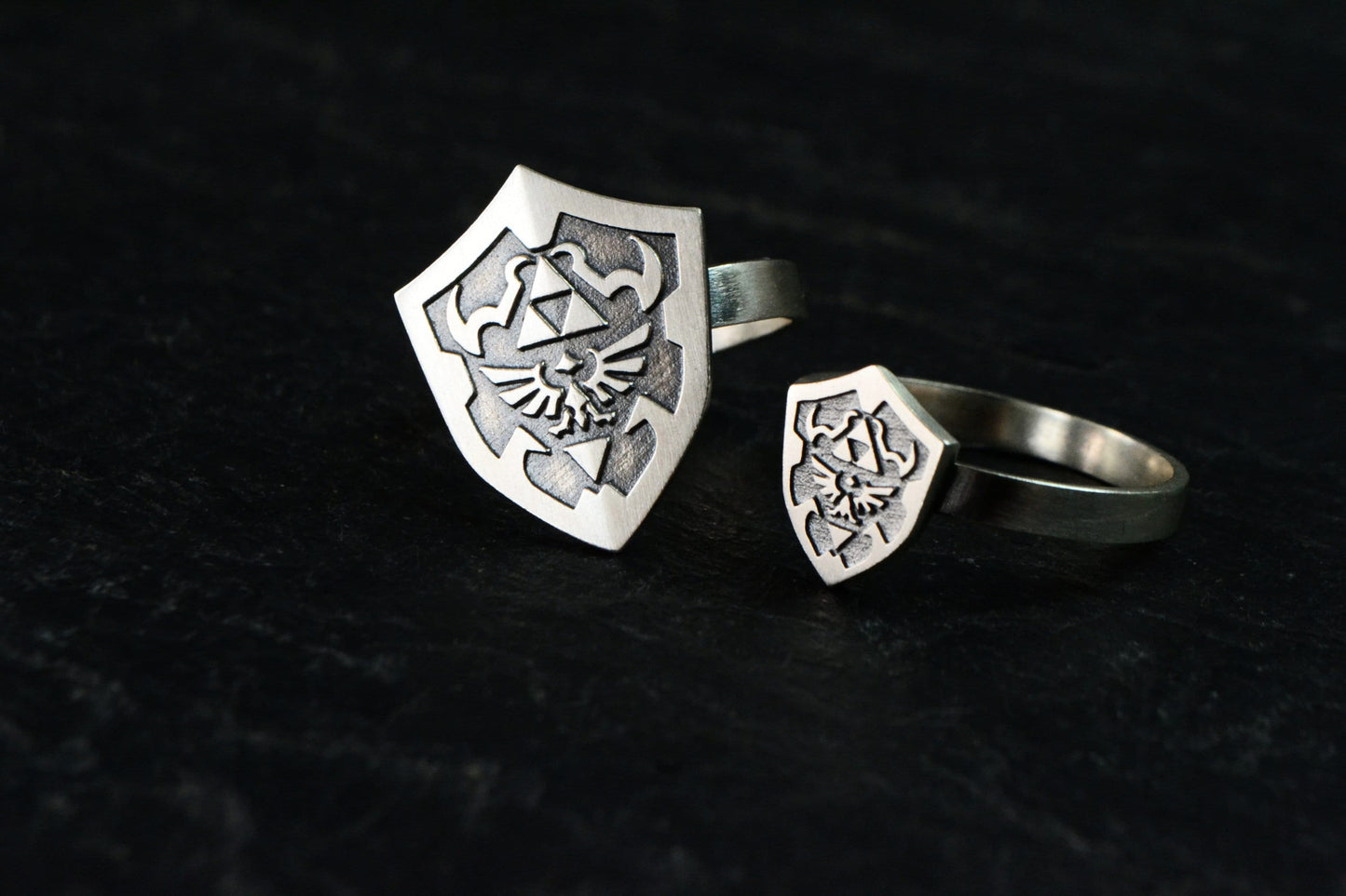 Legend of Zelda Couples Ring Hylian Shield Ring 925 Silver Zelda Gamer Anniversary Rings Jewelry Gift