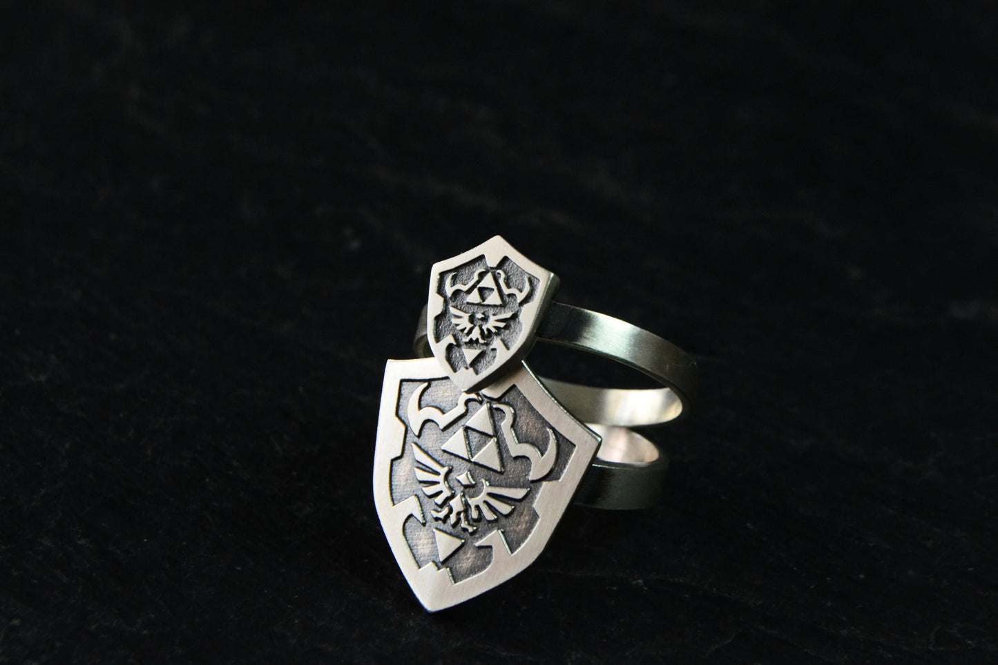 Legend of Zelda Couples Ring Hylian Shield Ring 925 Silver Zelda Gamer Anniversary Rings Jewelry Gift