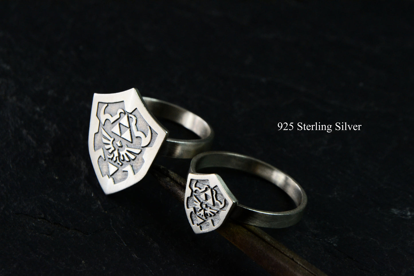 Legend of Zelda Couples Ring Hylian Shield Ring 925 Silver Zelda Gamer Anniversary Rings Jewelry Gift