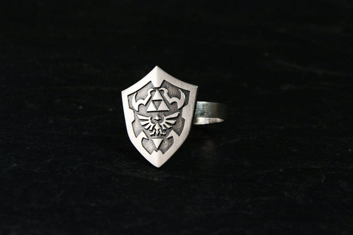 Legend of Zelda Ring Hylian Shield Ring 925 Sterling Silver Zelda Gamer Geek Jewelry